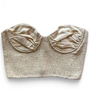 ZARA Cream Strapless Bustier Crop Top